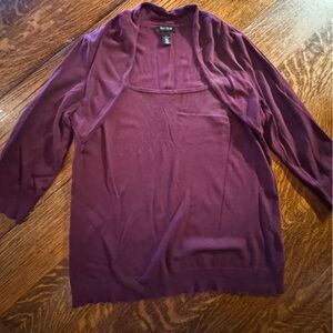 White House Black Market deep purple sweater  3/4 length sleeve. Large